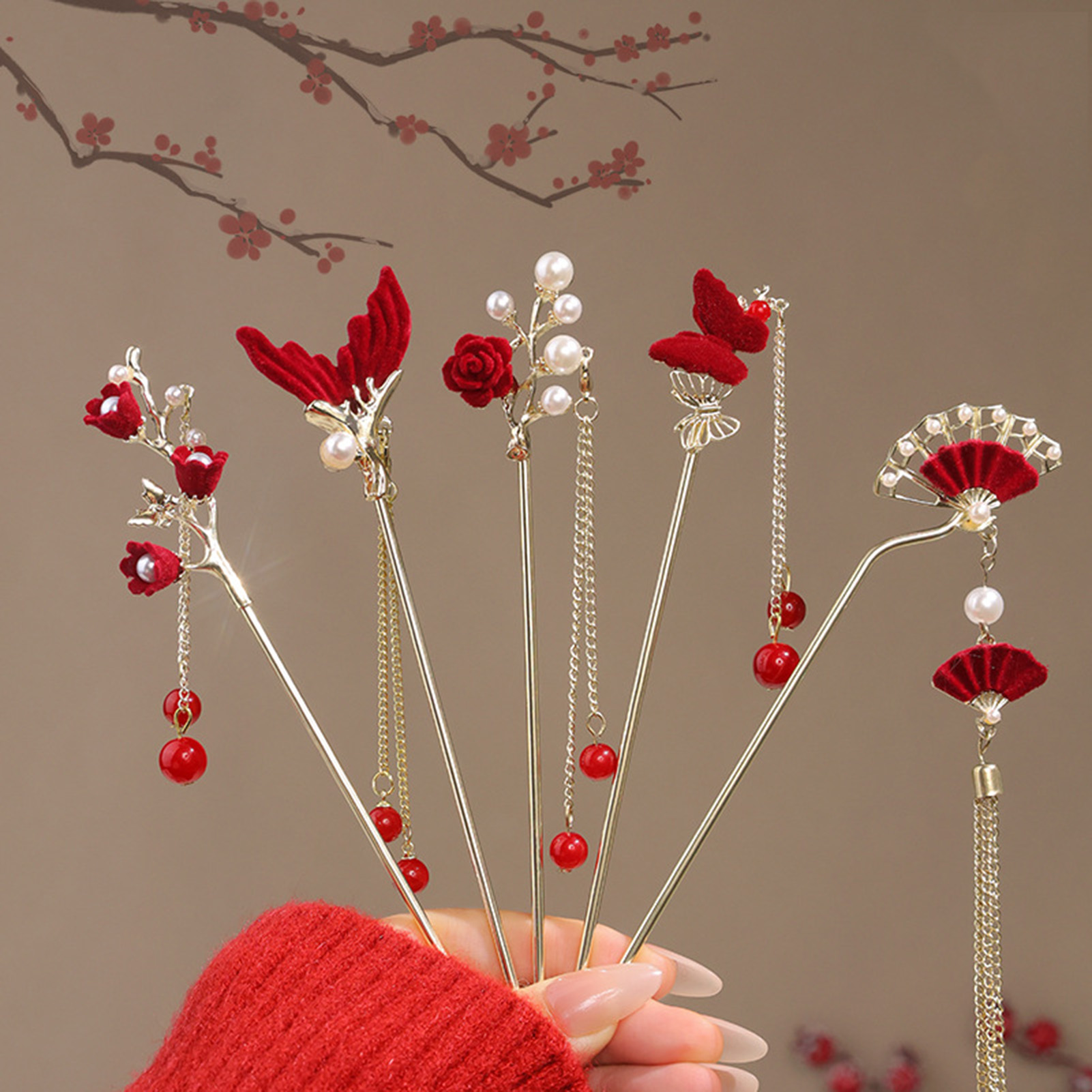 Women'S Red Accessories - Épingle à cheveux en forme de