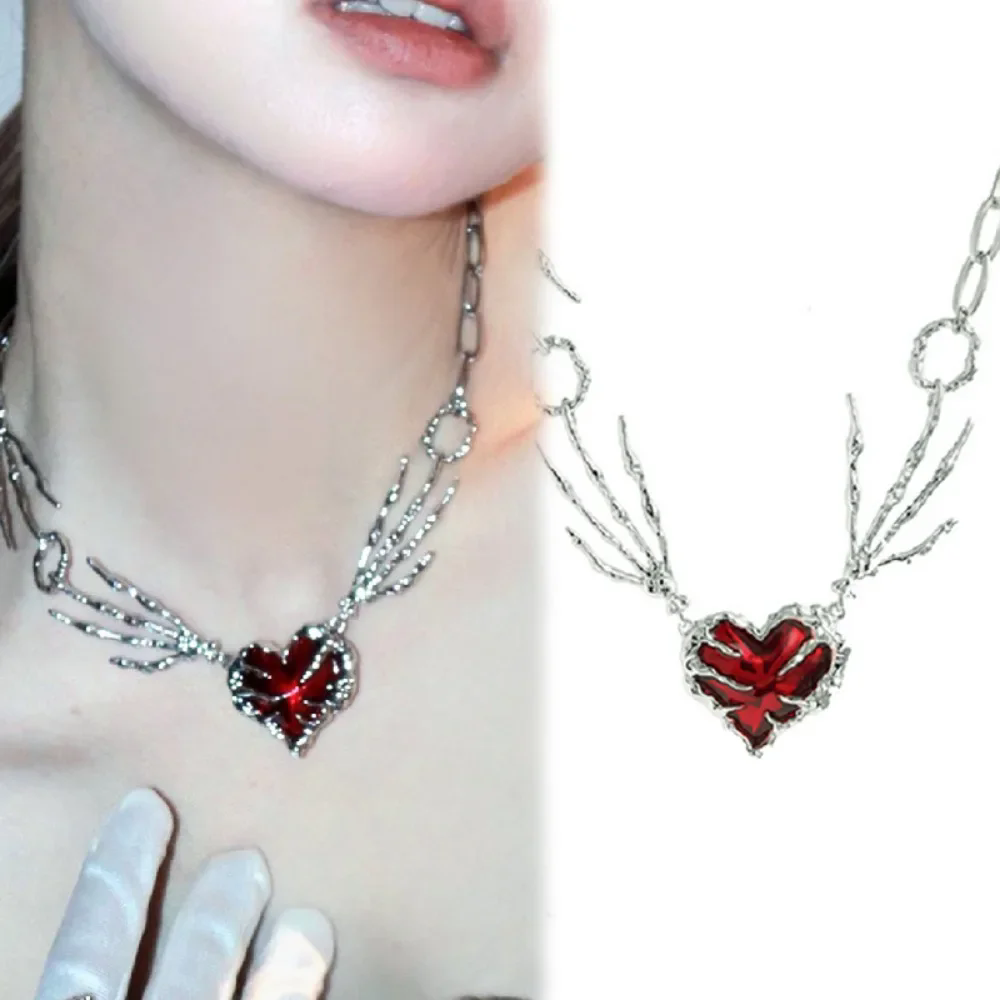 Croix coeur pierre rouge main  - Women'S Emo Accessories avis et prix